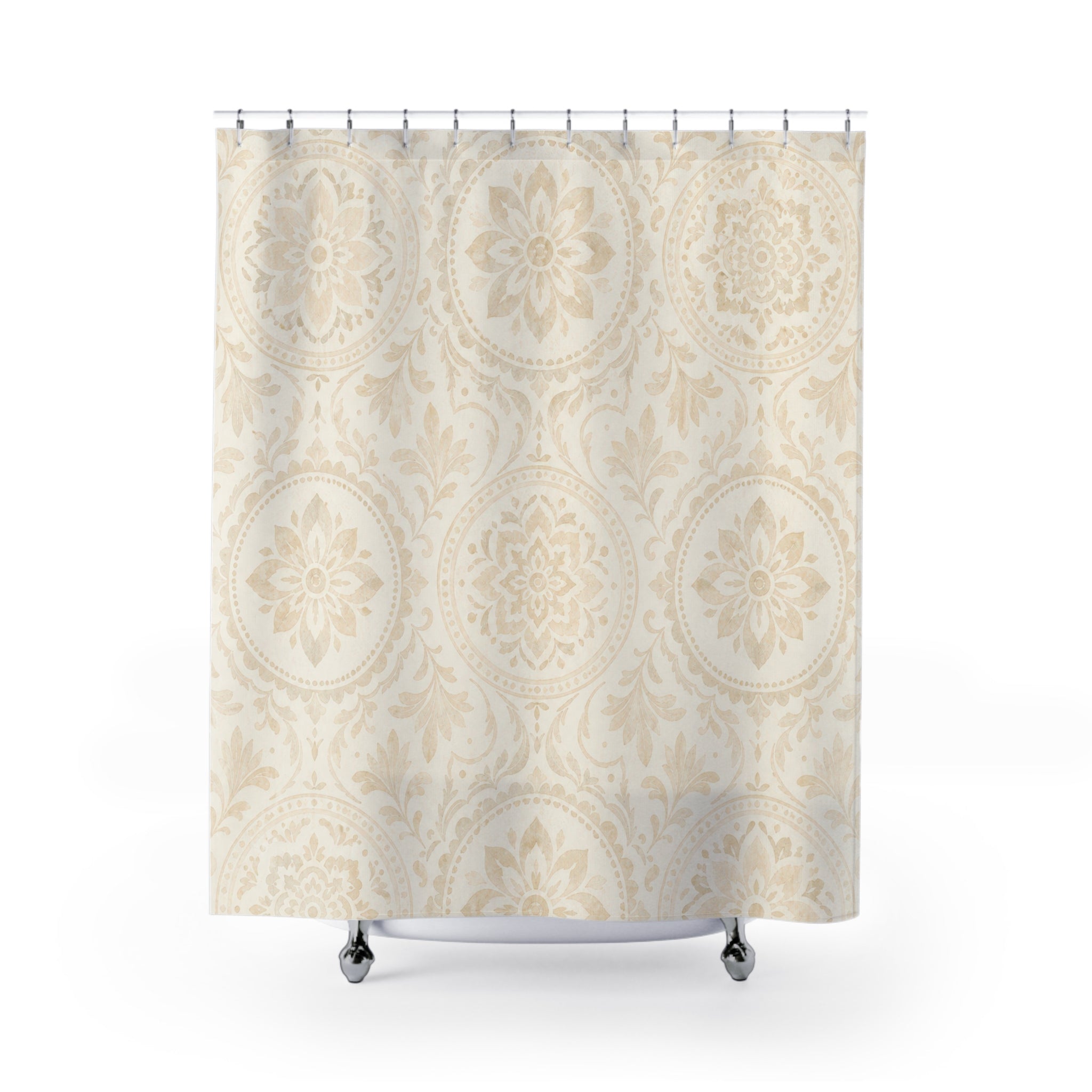 Beige Mandala Medallion Shower Curtain