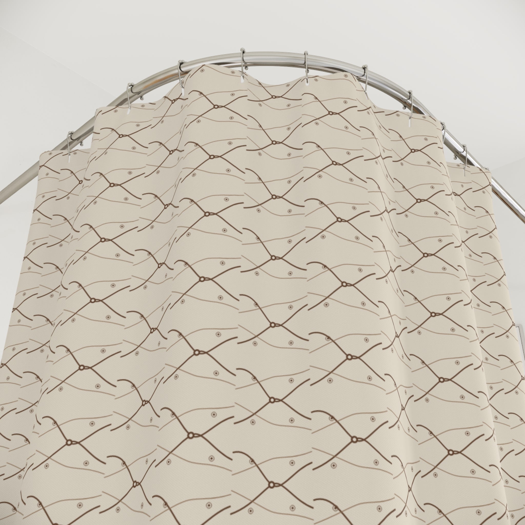 Art Nouveau Whiplash Shower Curtain – Sepia & Cream