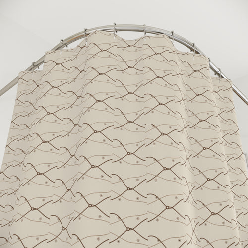 Art Nouveau Whiplash Shower Curtain – Sepia & Cream