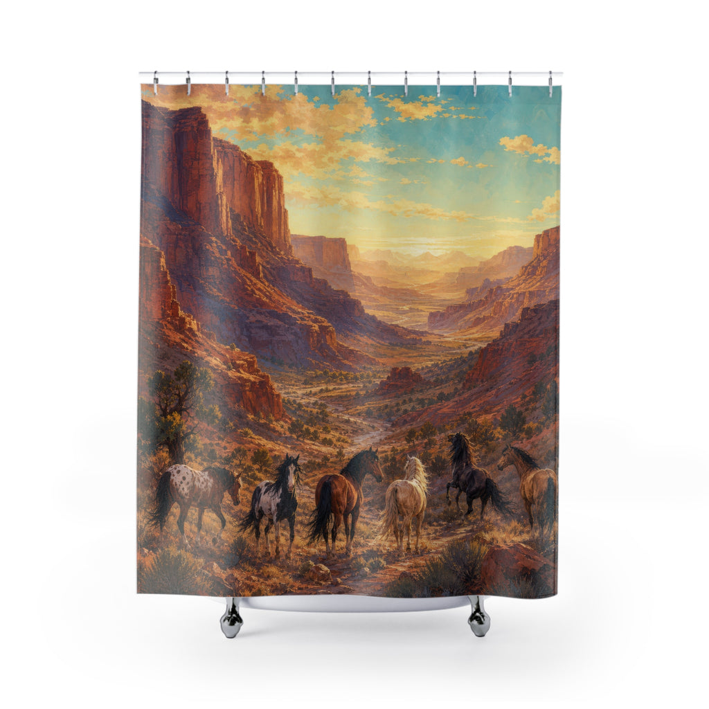Copper Canyon Mustangs Western Shower Curtain