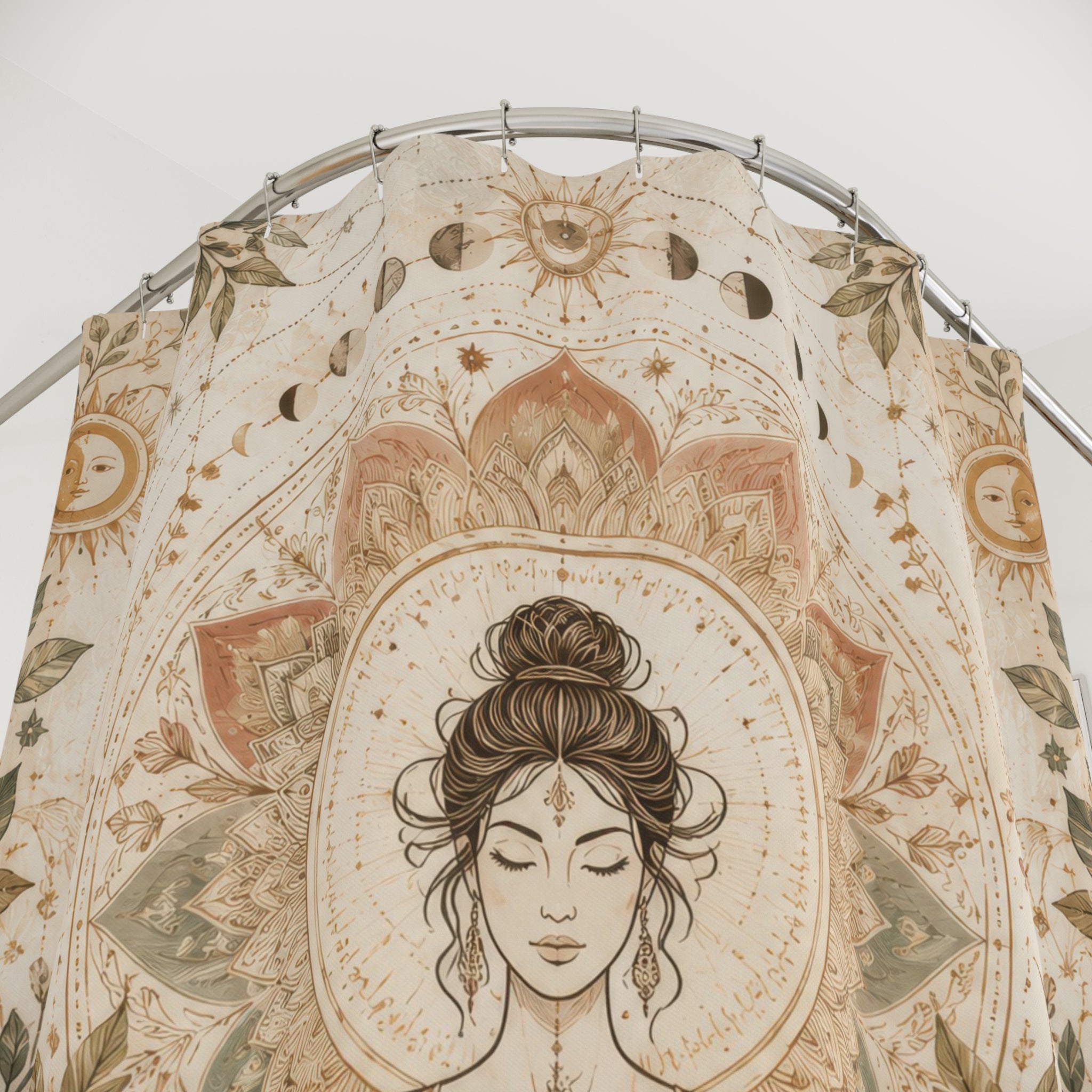 Boho Yoga Shower Curtain: Lotus Mandala