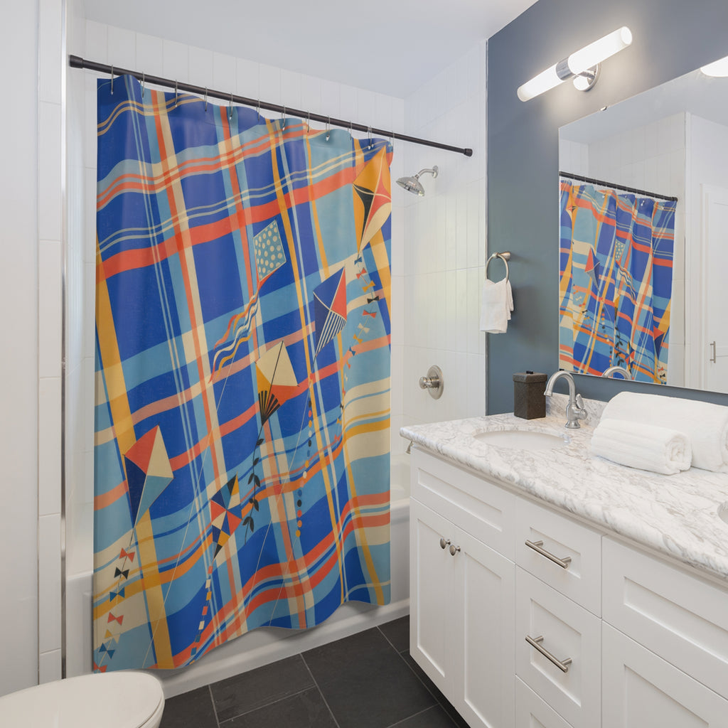 Colorful Kite Plaid Shower Curtain