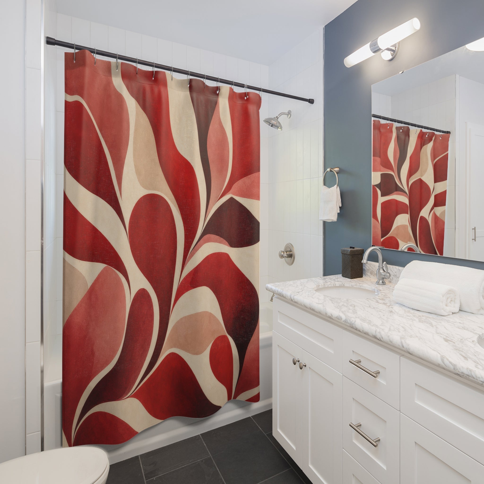 Red Botanical Shower Curtain
