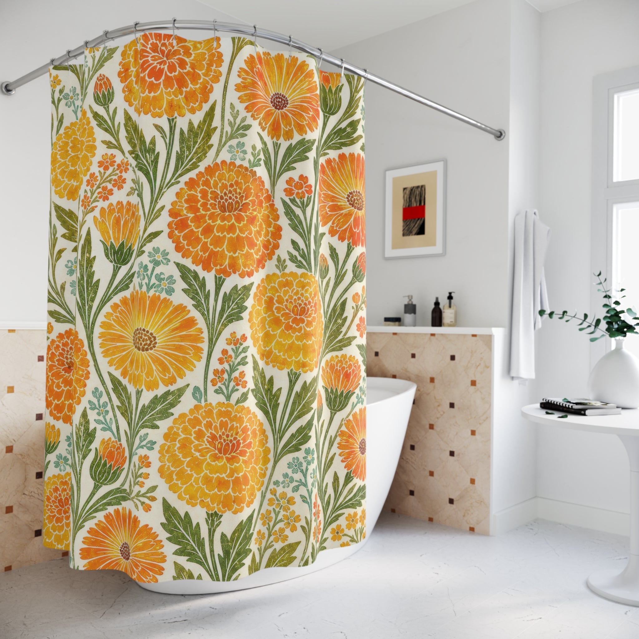 Marigold Flower Shower Curtain