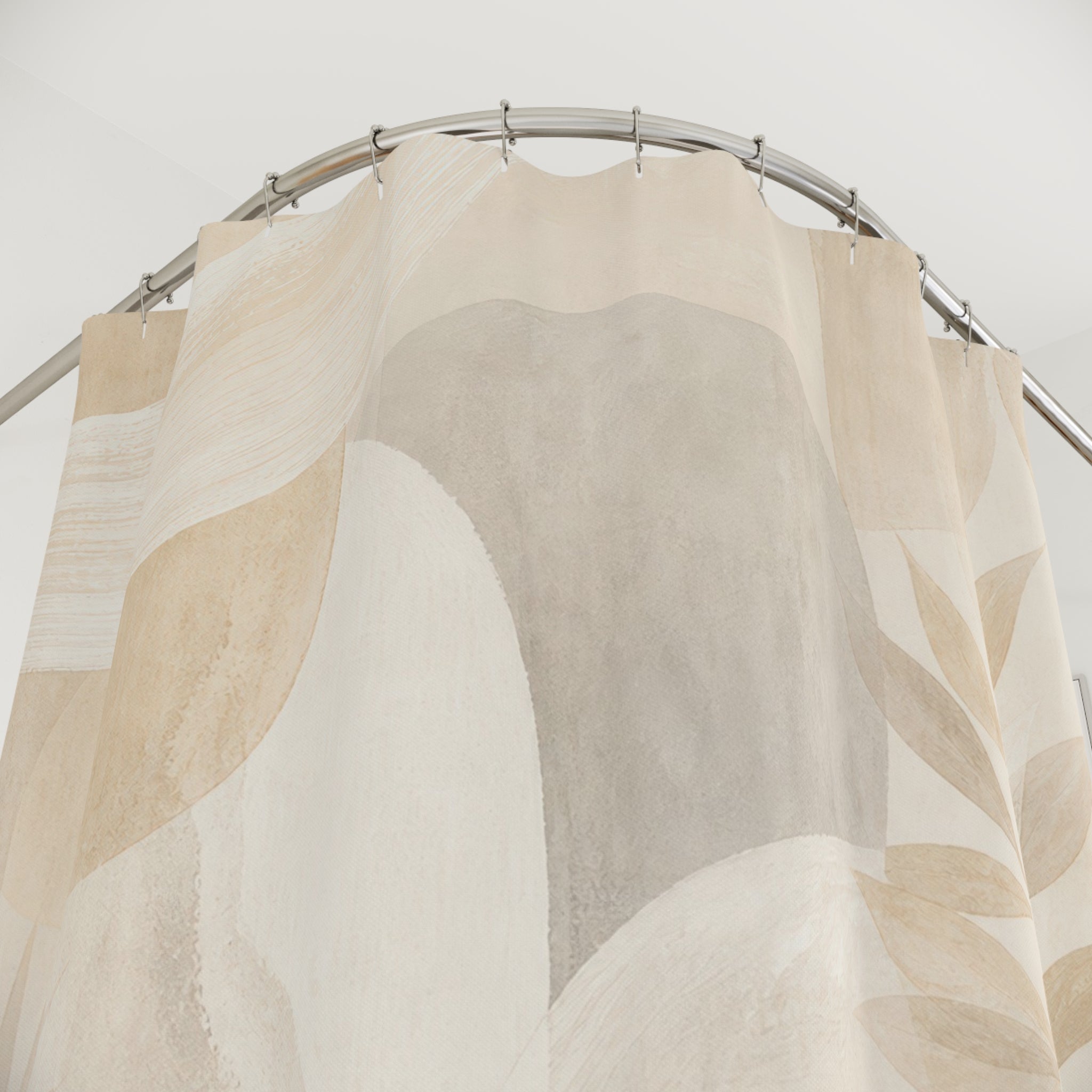 Beige Arch Leaf Shower Curtain