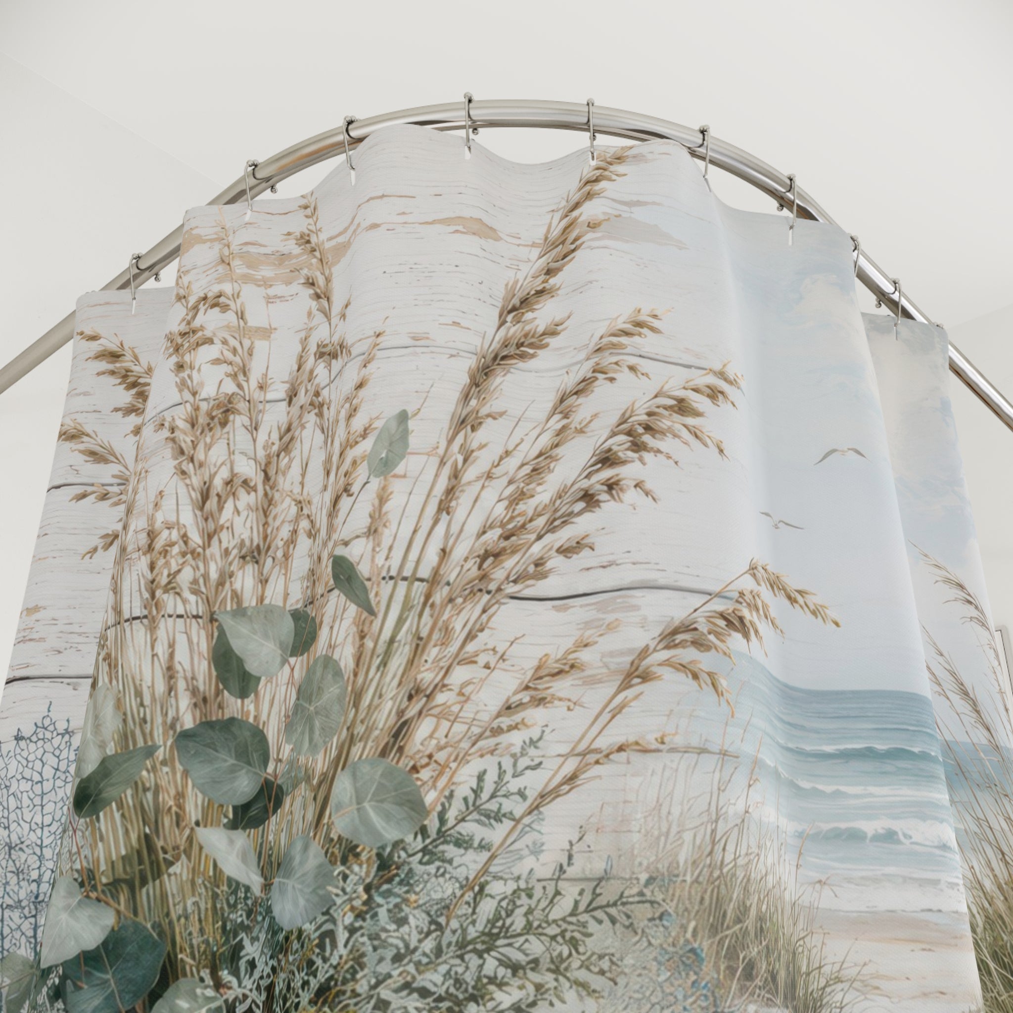Coastal Farmhouse Shower Curtain: Beach Shells