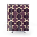 Plum crosses with cream outlines shower curtain with full front view