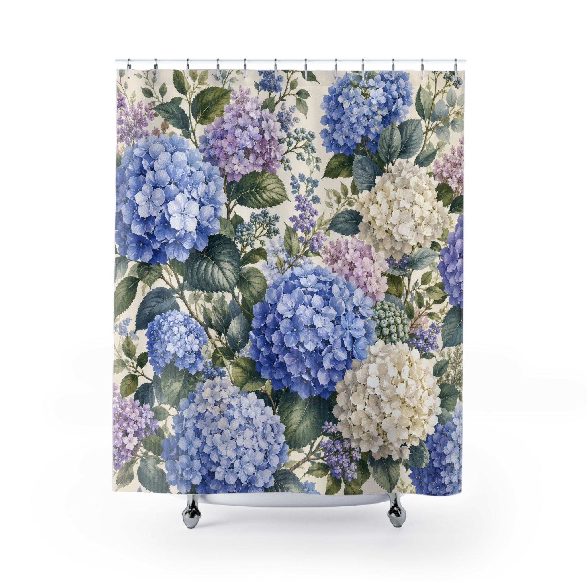 Hydrangea Shower Curtain: Blue Flower Botanical