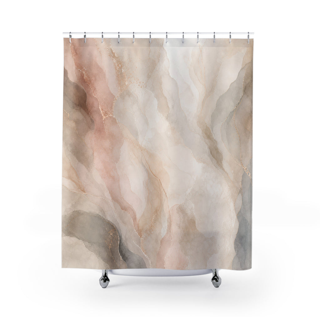 Pink and Beige Shower Curtain