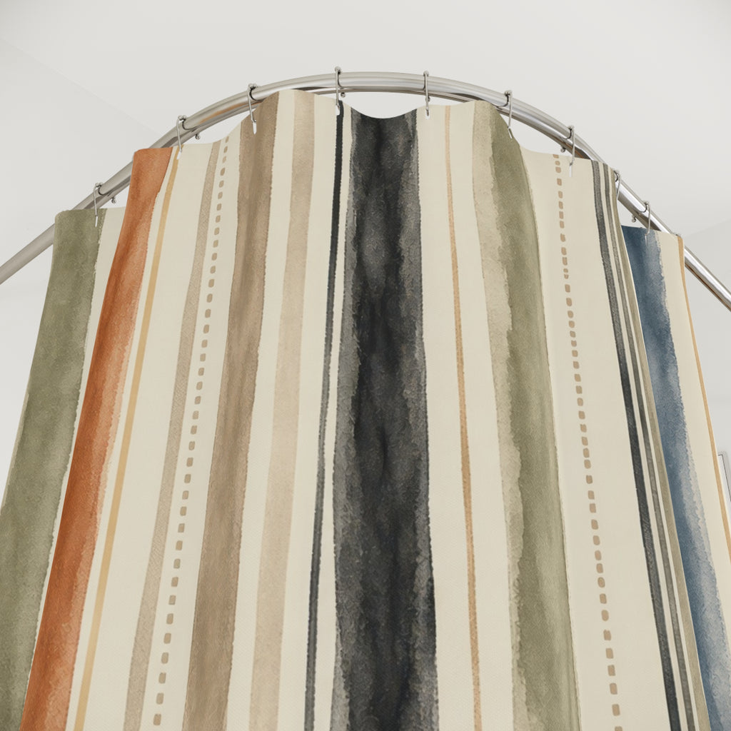 Sage Clay Blue Vertical Stripe Shower Curtain