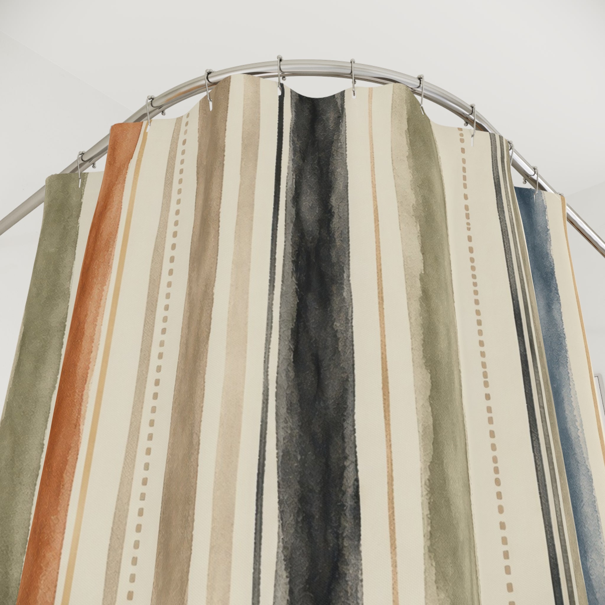 Sage Clay Blue Vertical Stripe Shower Curtain