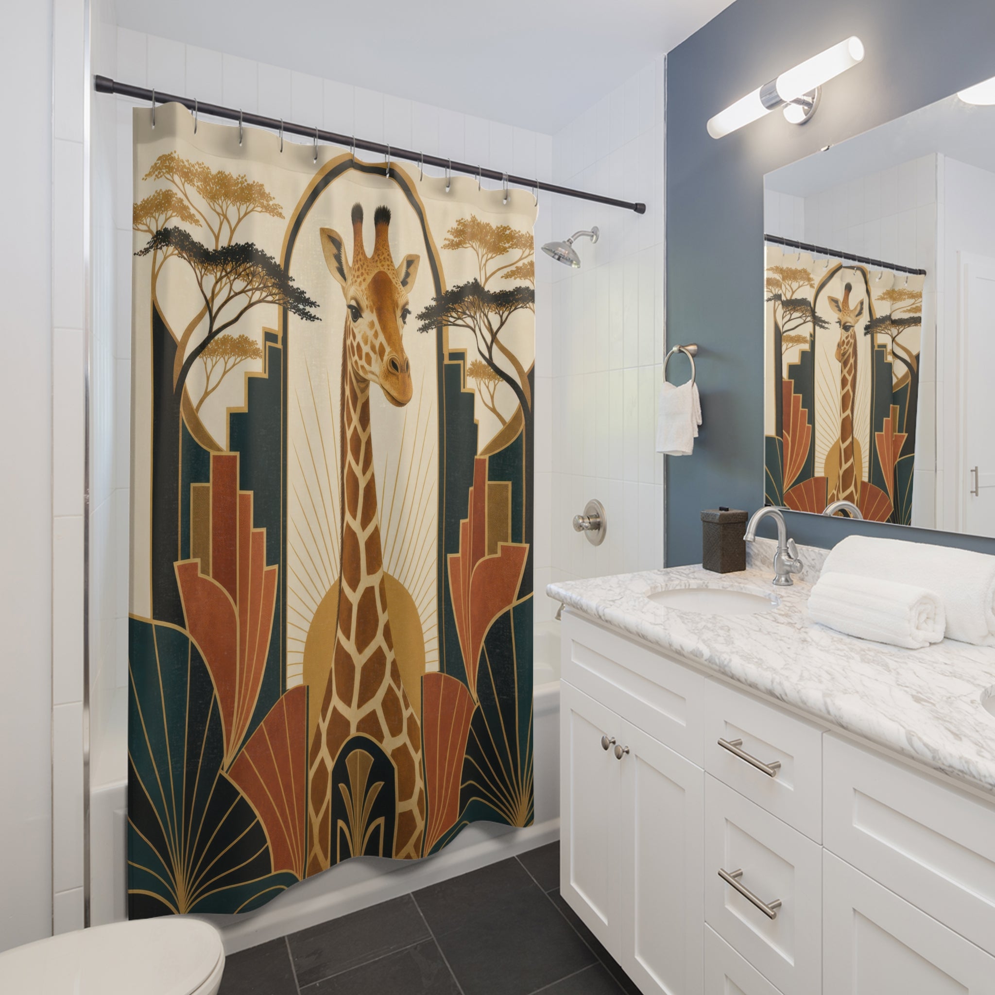 Art Deco Giraffe Shower Curtain
