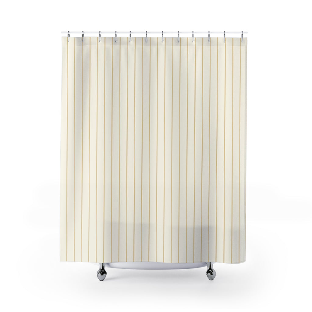 Yellow and White Double Pinstripe Shower Curtain