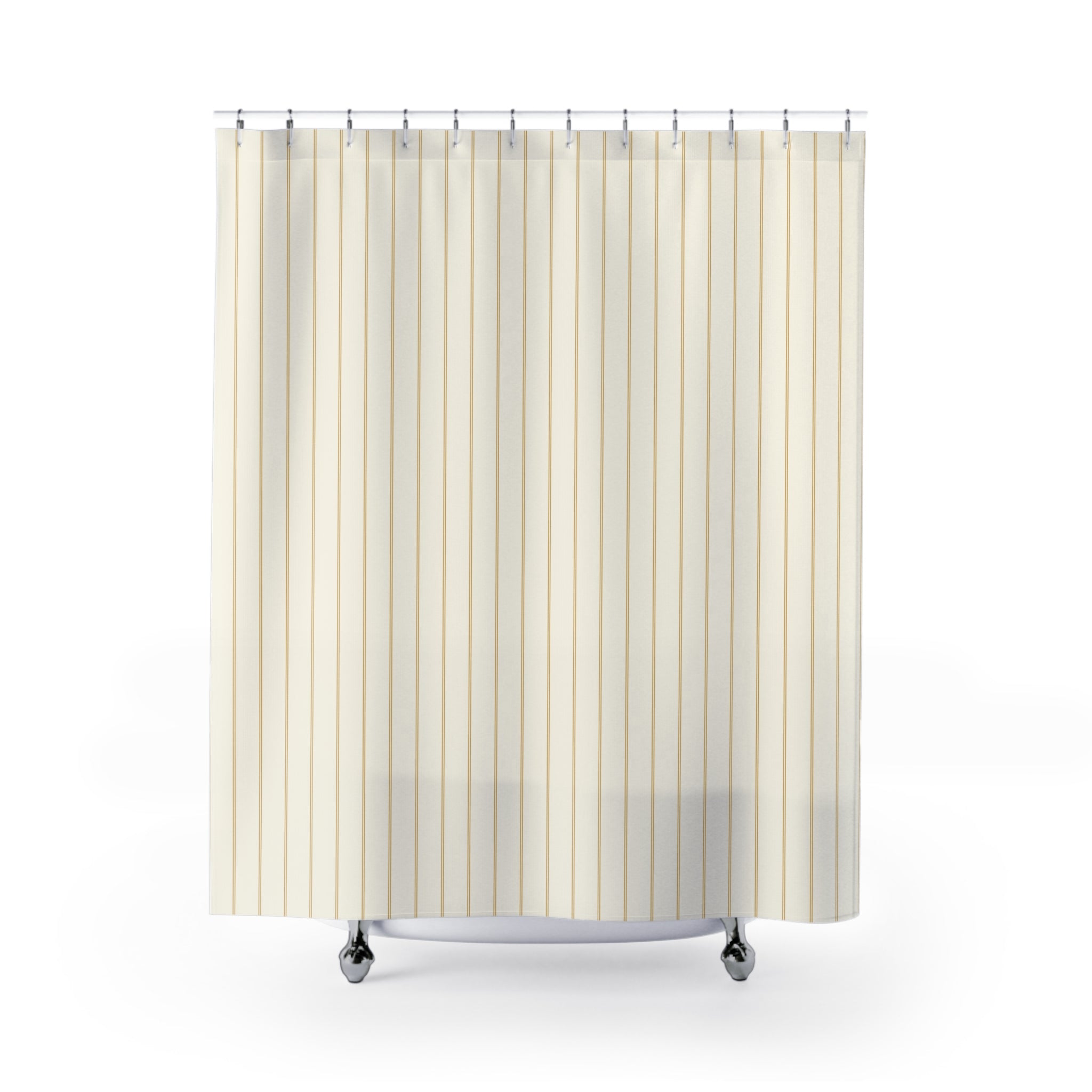 Yellow and White Double Pinstripe Shower Curtain