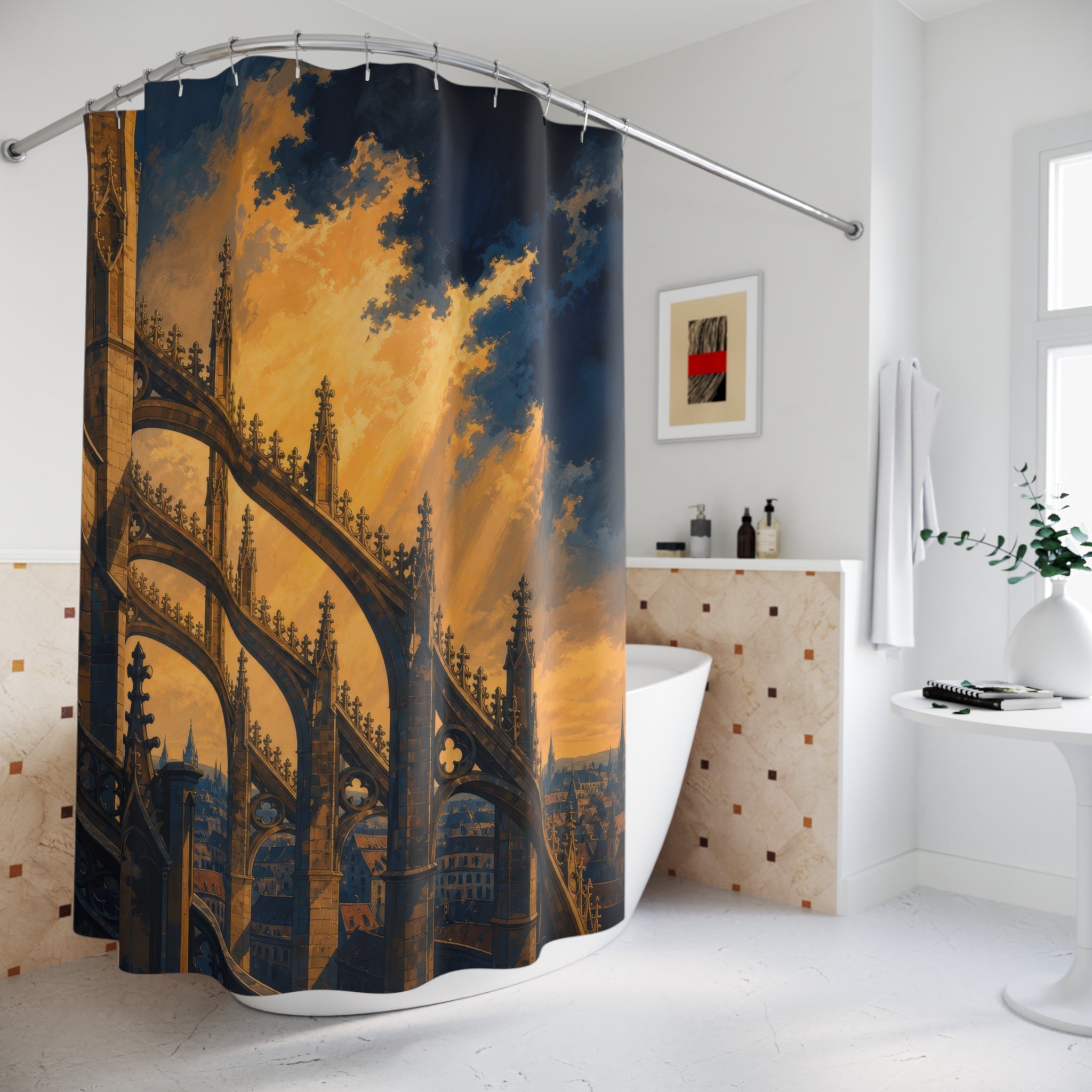 Gothic Flying Buttress Shower Curtain