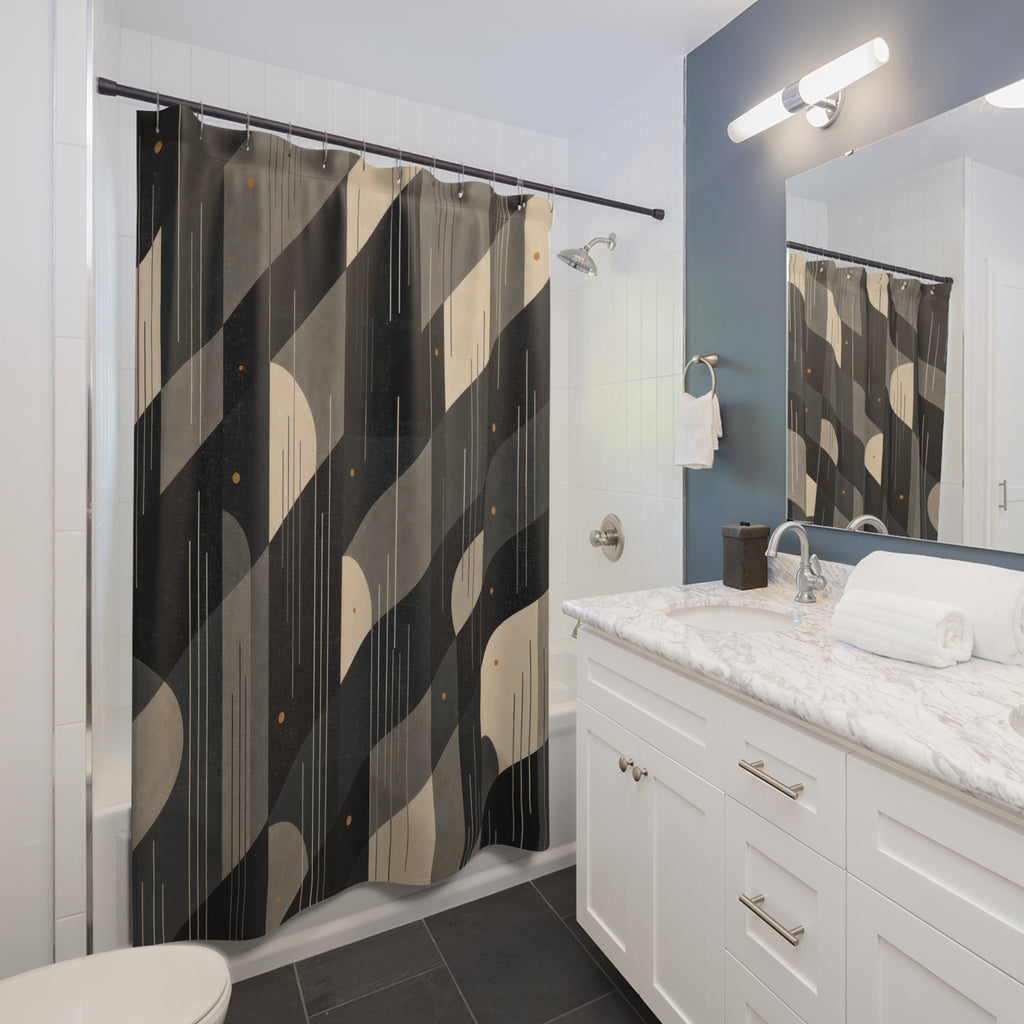Black and White Striped Shower Curtain