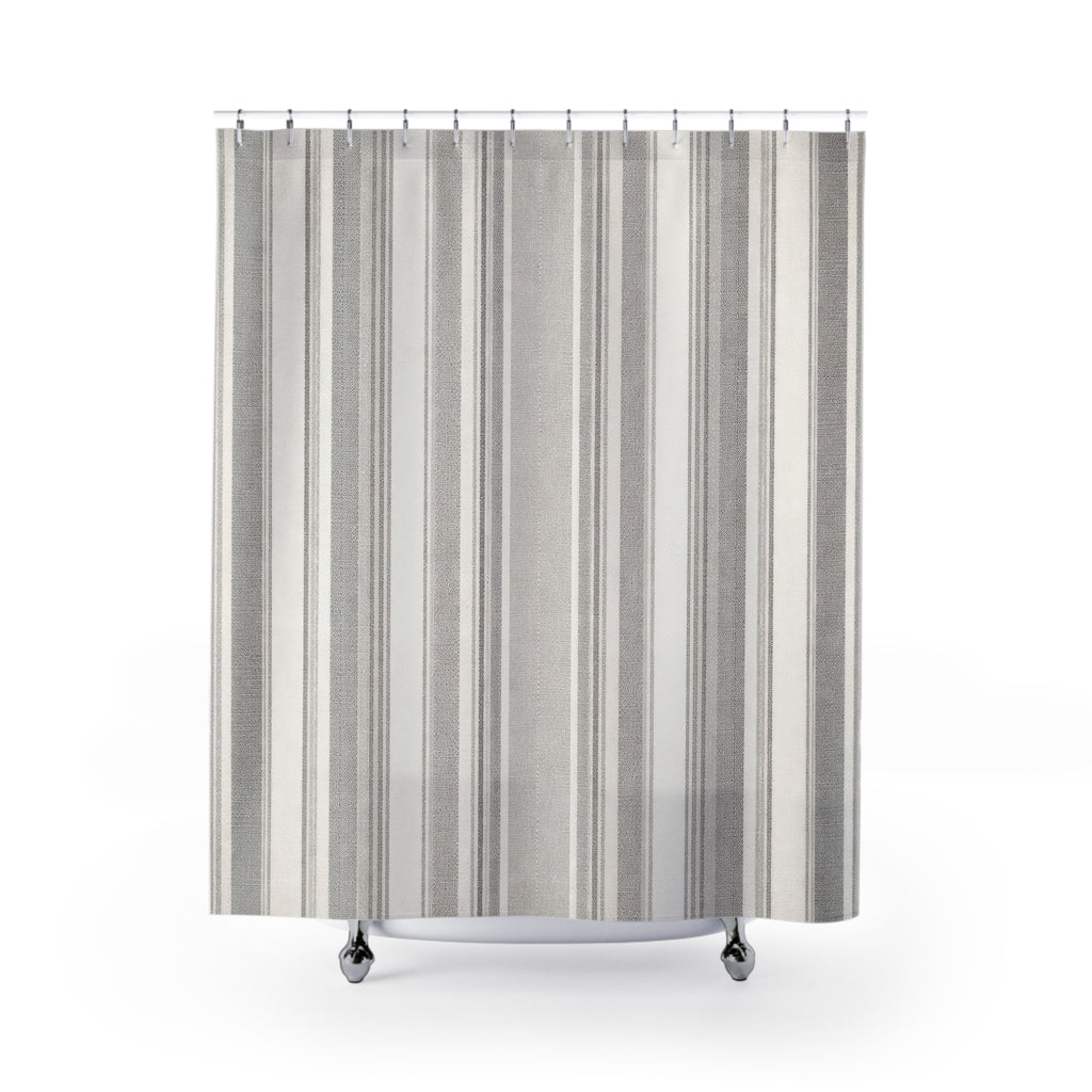 Grey Varied Stripe Shower Curtain