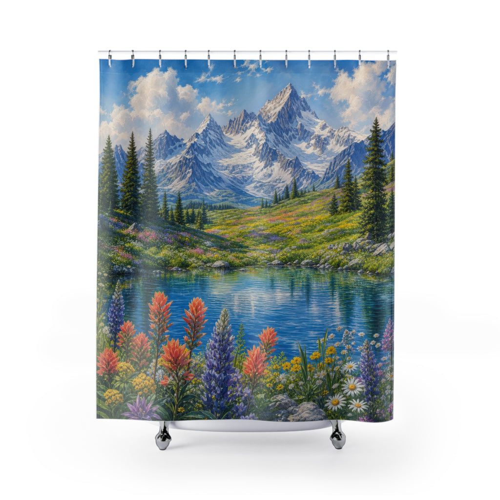 Alpine Wildflower Lake Shower Curtain