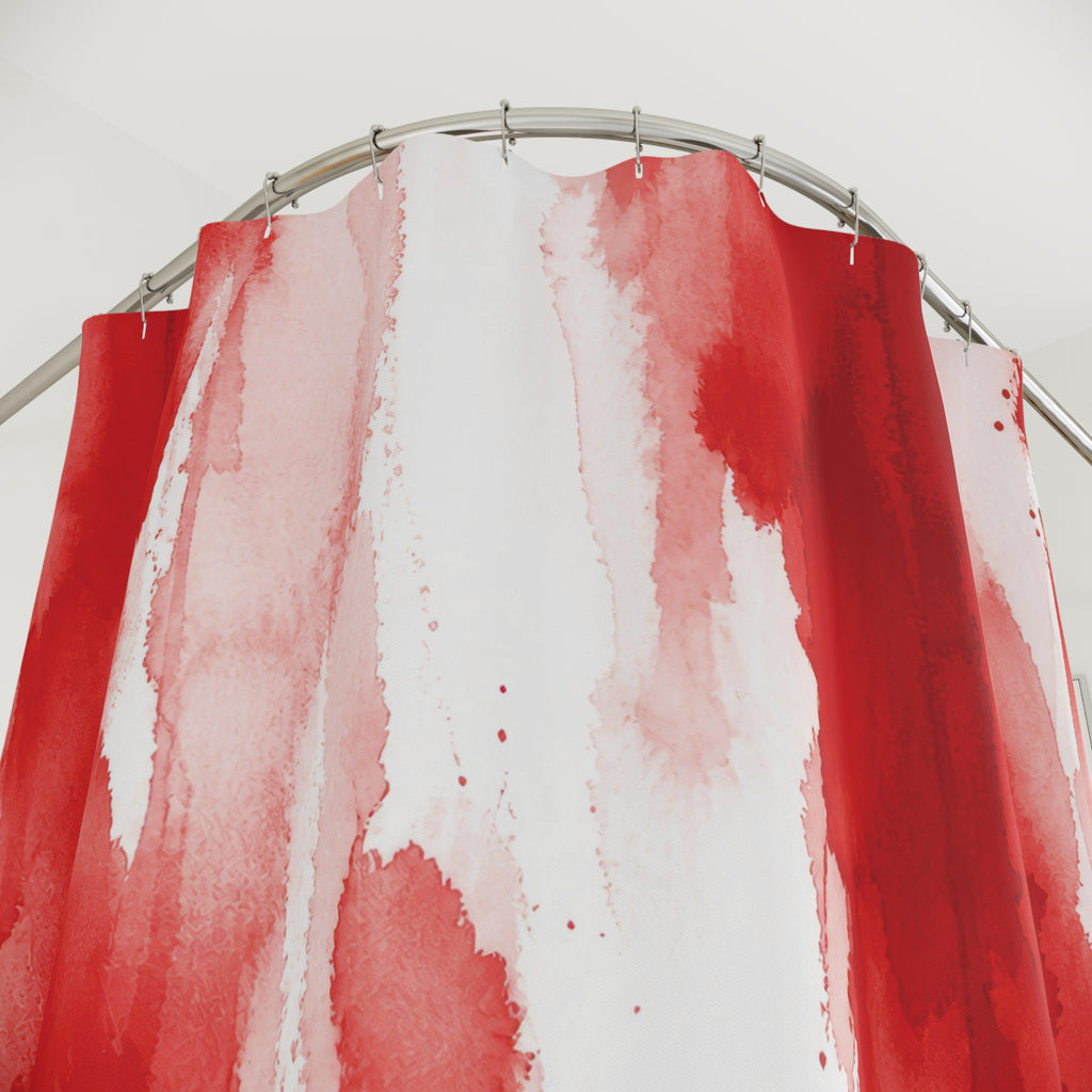 Red White Watercolor Shower Curtain