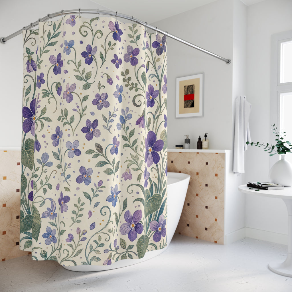 Purple Violet Flower Botanical Shower Curtain