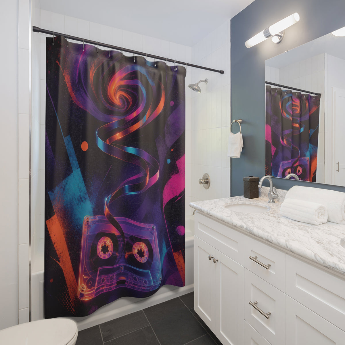 Alternative Synth Punk Cassette Shower Curtain