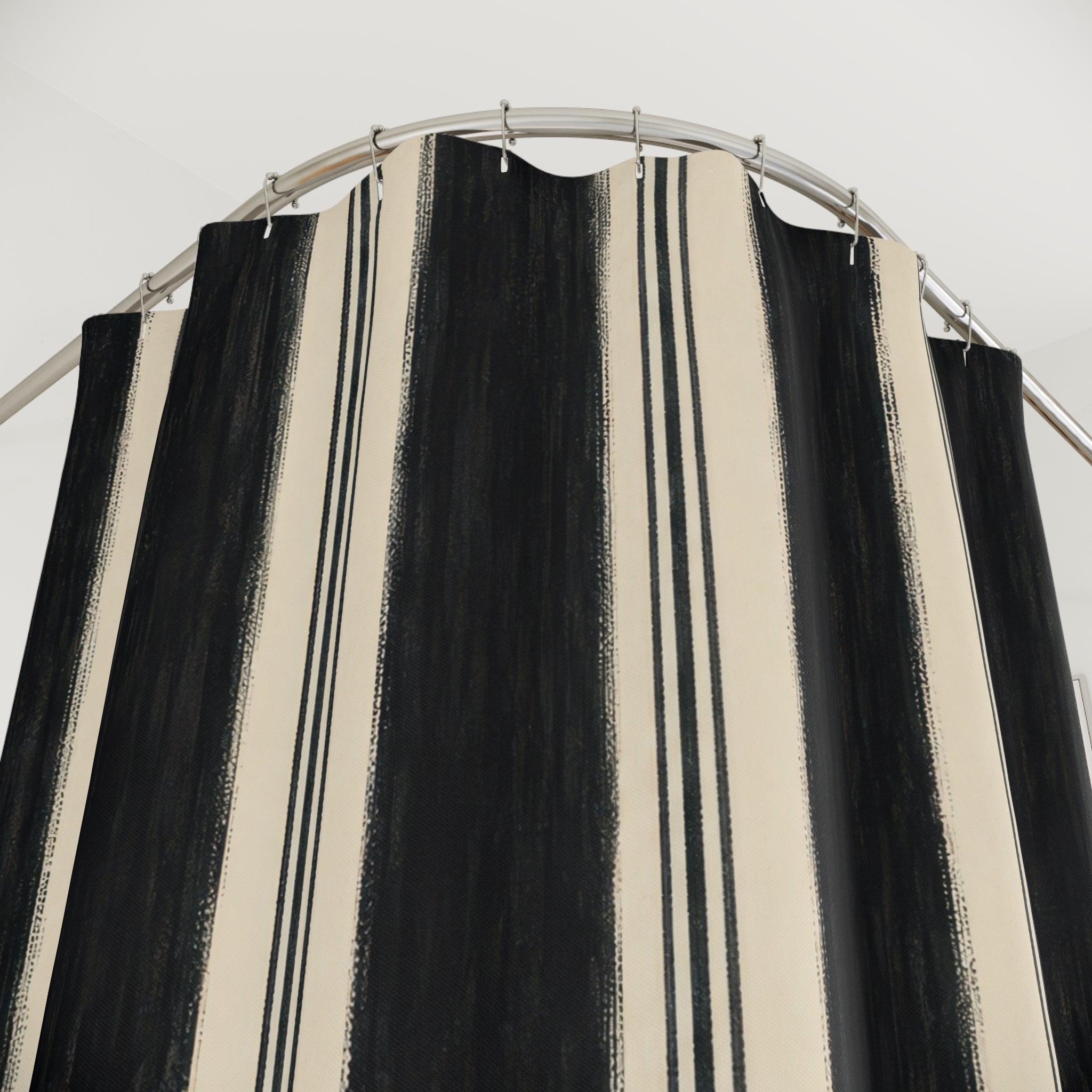 Ivory White Clean Vertical Stripe Shower Curtain