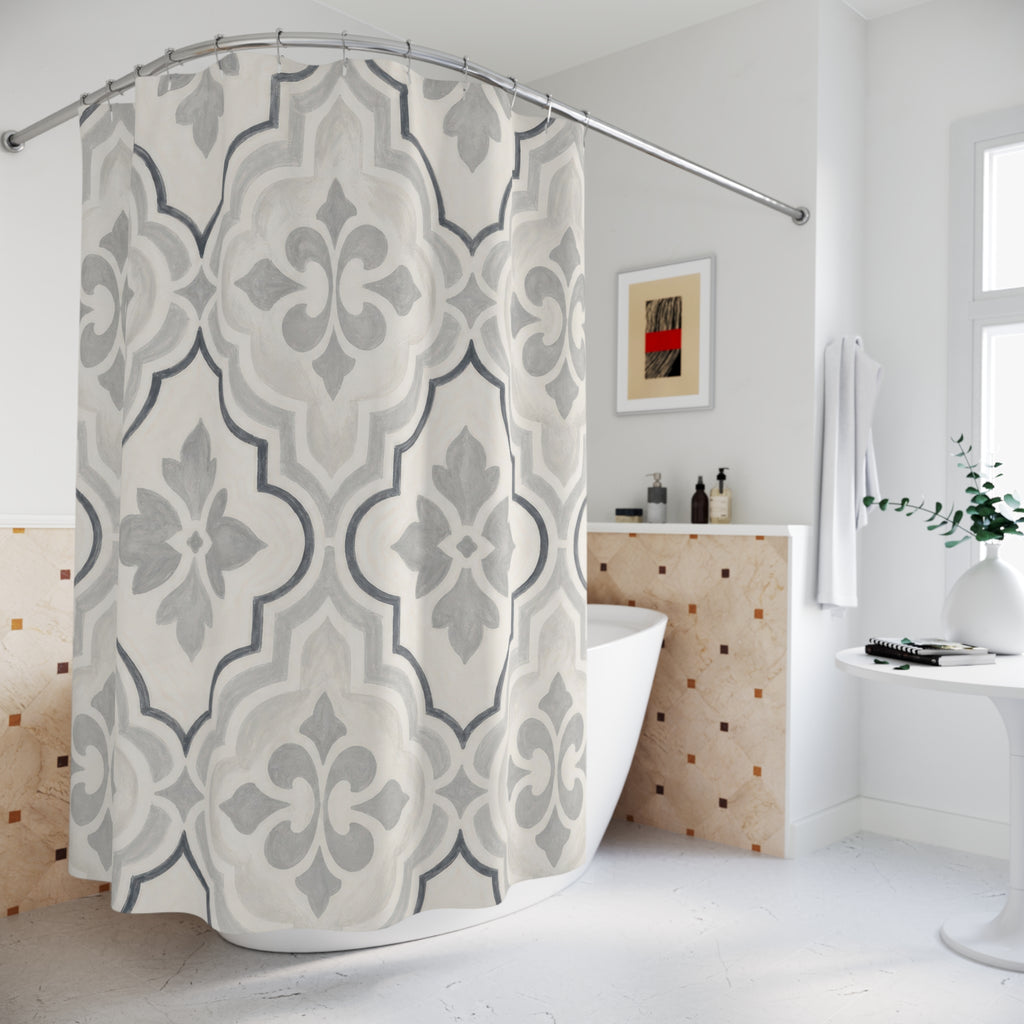 Warm Grey Tile Shower Curtain