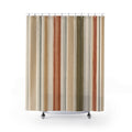 Olive Terracotta Neutral Stripe Shower Curtain