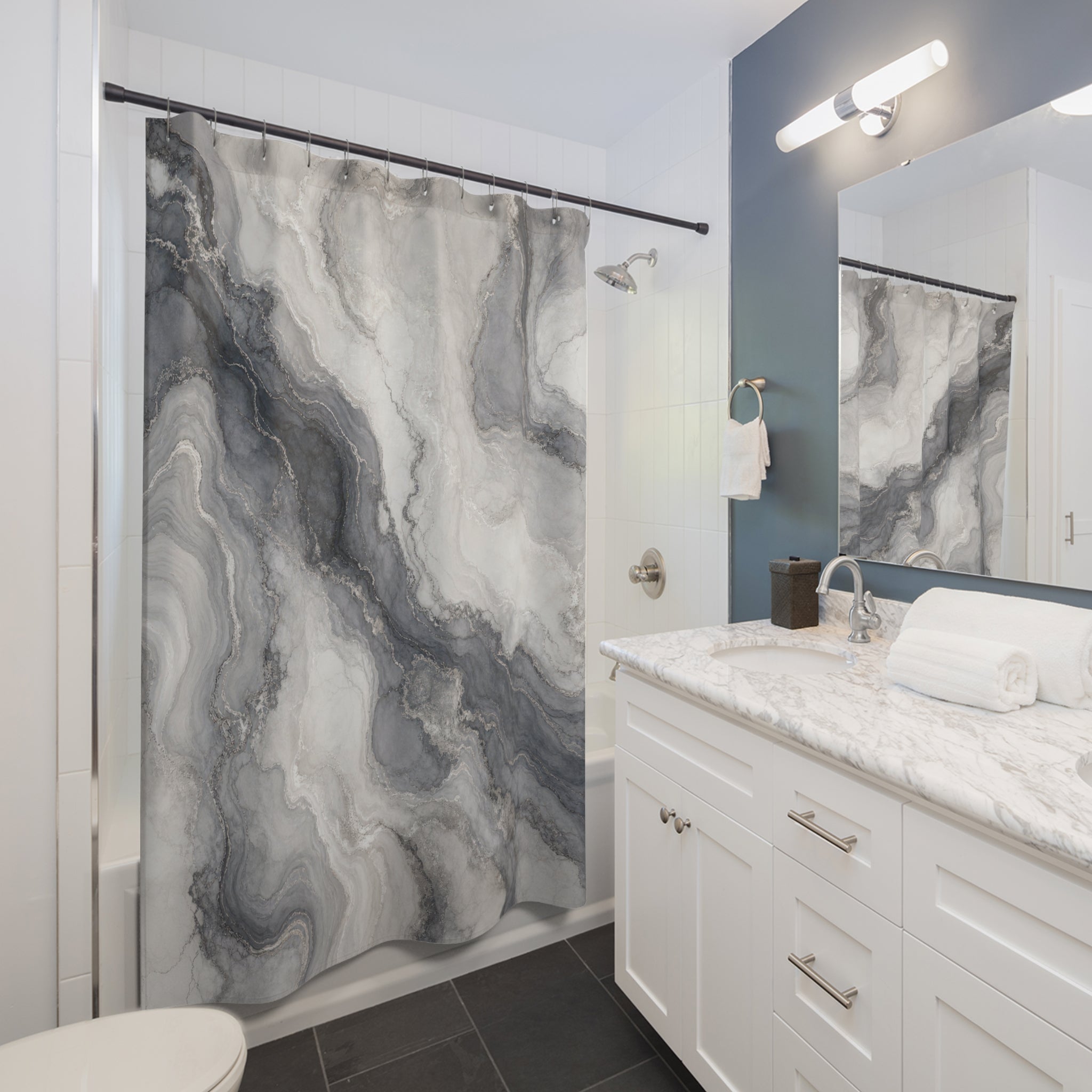 Gray White Stone Texture Shower Curtain