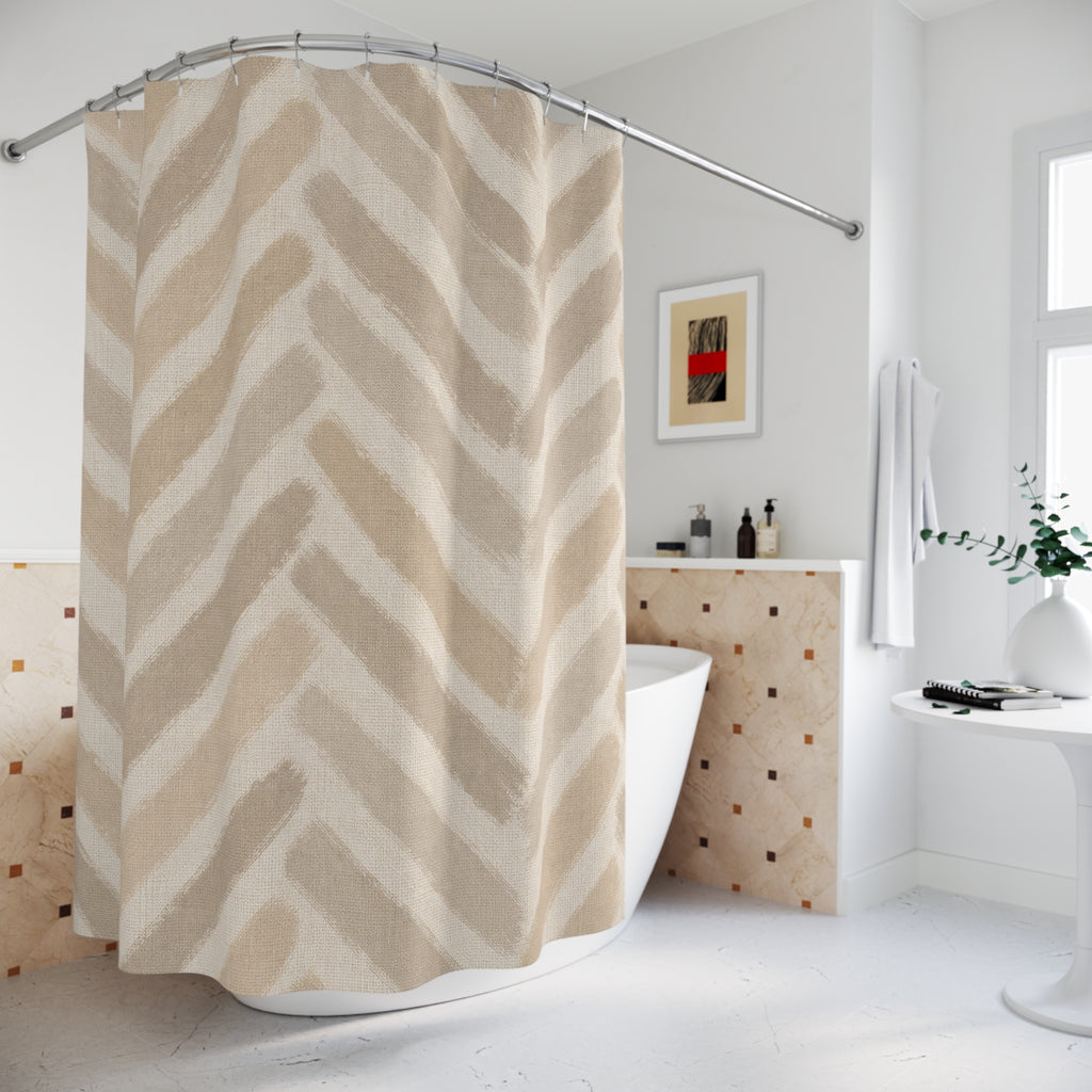 Beige Herringbone Chevron Shower Curtain
