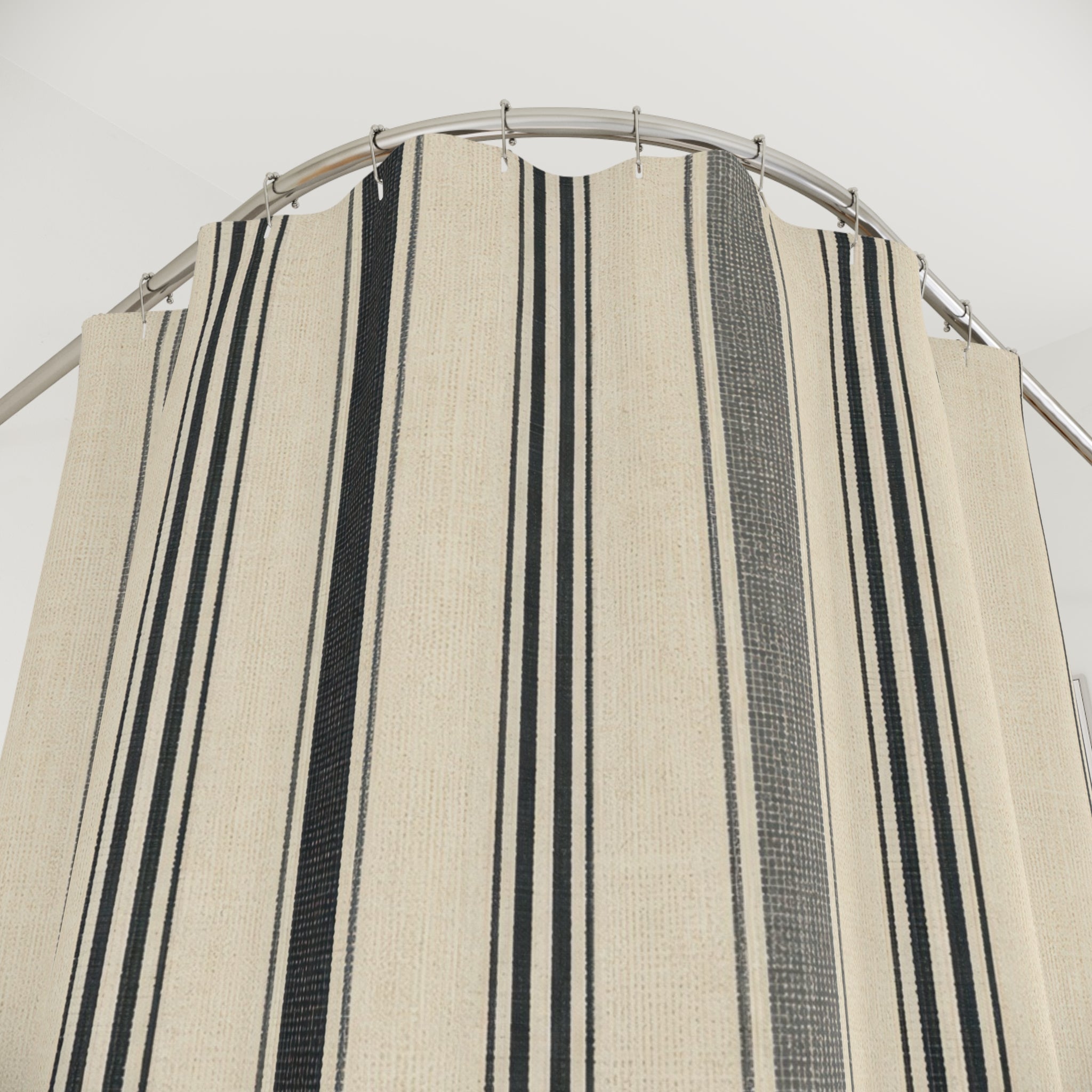Black Ticking Stripe Shower Curtain