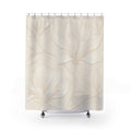 Floral Shower Curtain, Cream Botanical Bath Decor, Beige Line Flower Pattern, Elegant Neutral Guest Bathroom Decor, Classic Soft Style