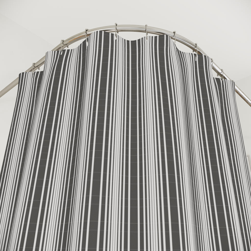 Grey and White Graduated Stripe Shower Curtain