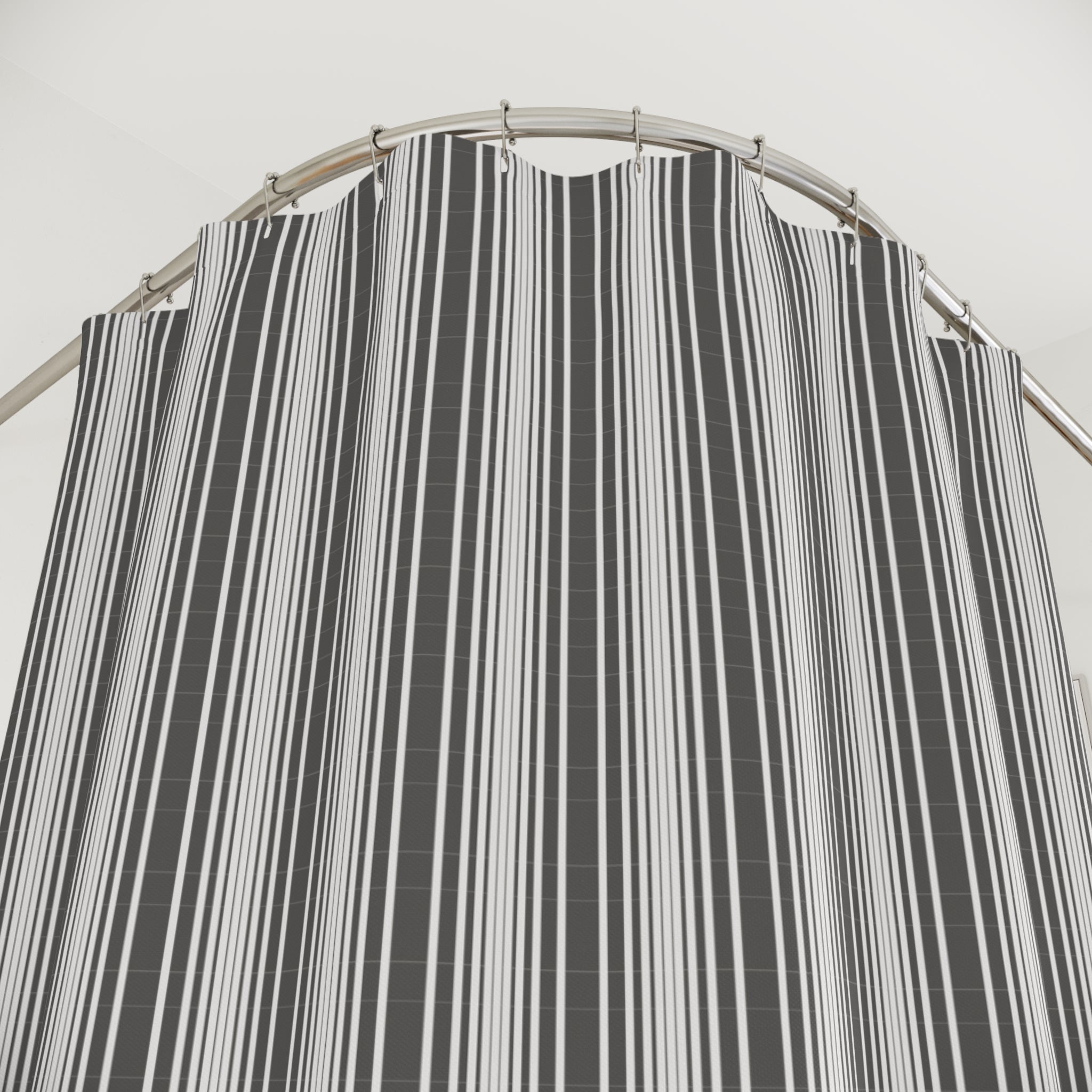 Grey and White Graduated Stripe Shower Curtain
