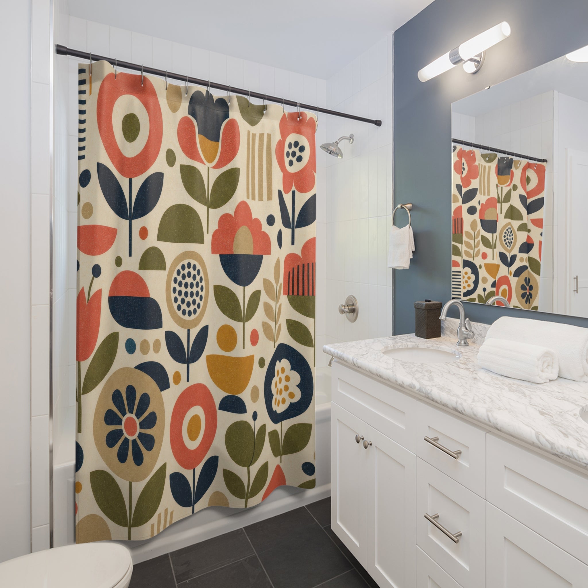 Retro Geometric Shower Curtain