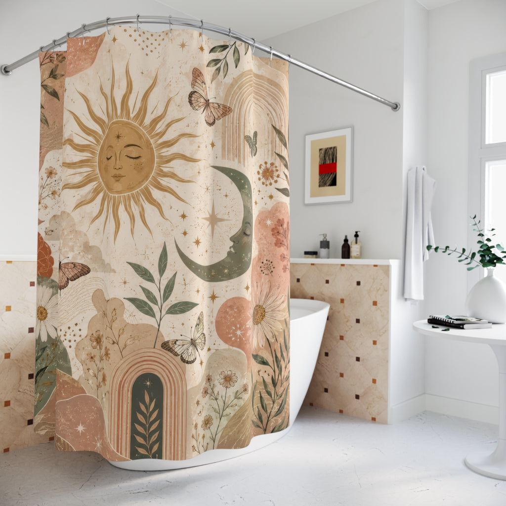 Aesthetic Shower Curtain: Boho Celestial