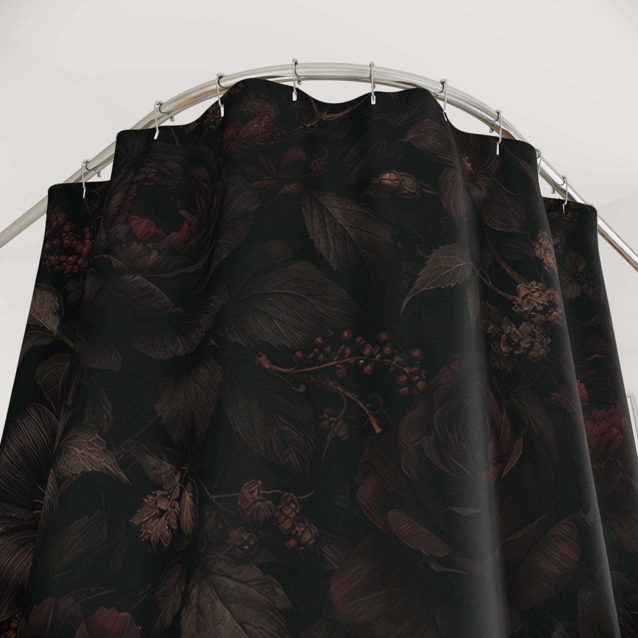 Dark Floral Shower Curtain – Black Rose & Burgundy Peony