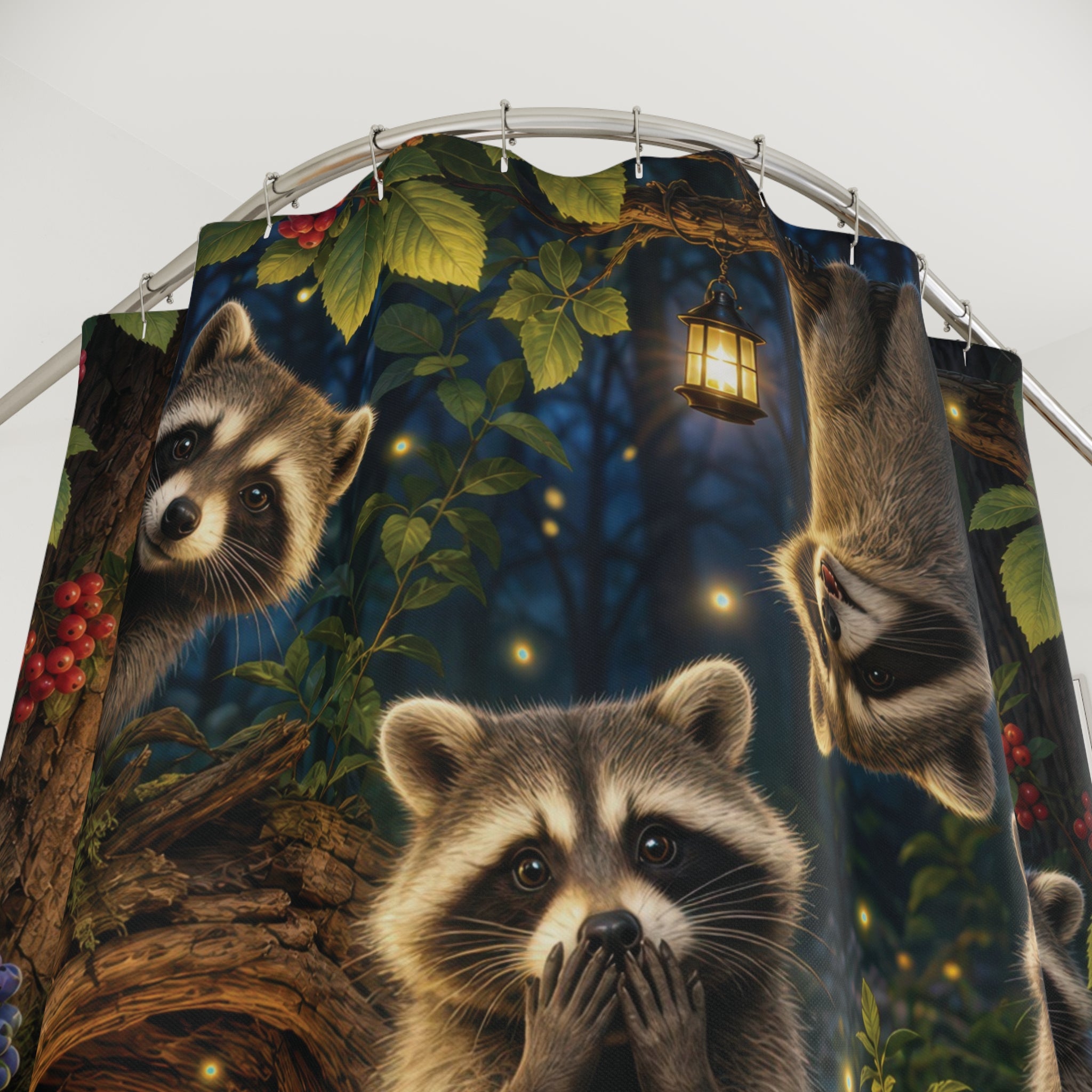Raccoon Shower Curtain: Cute Woodland Animal