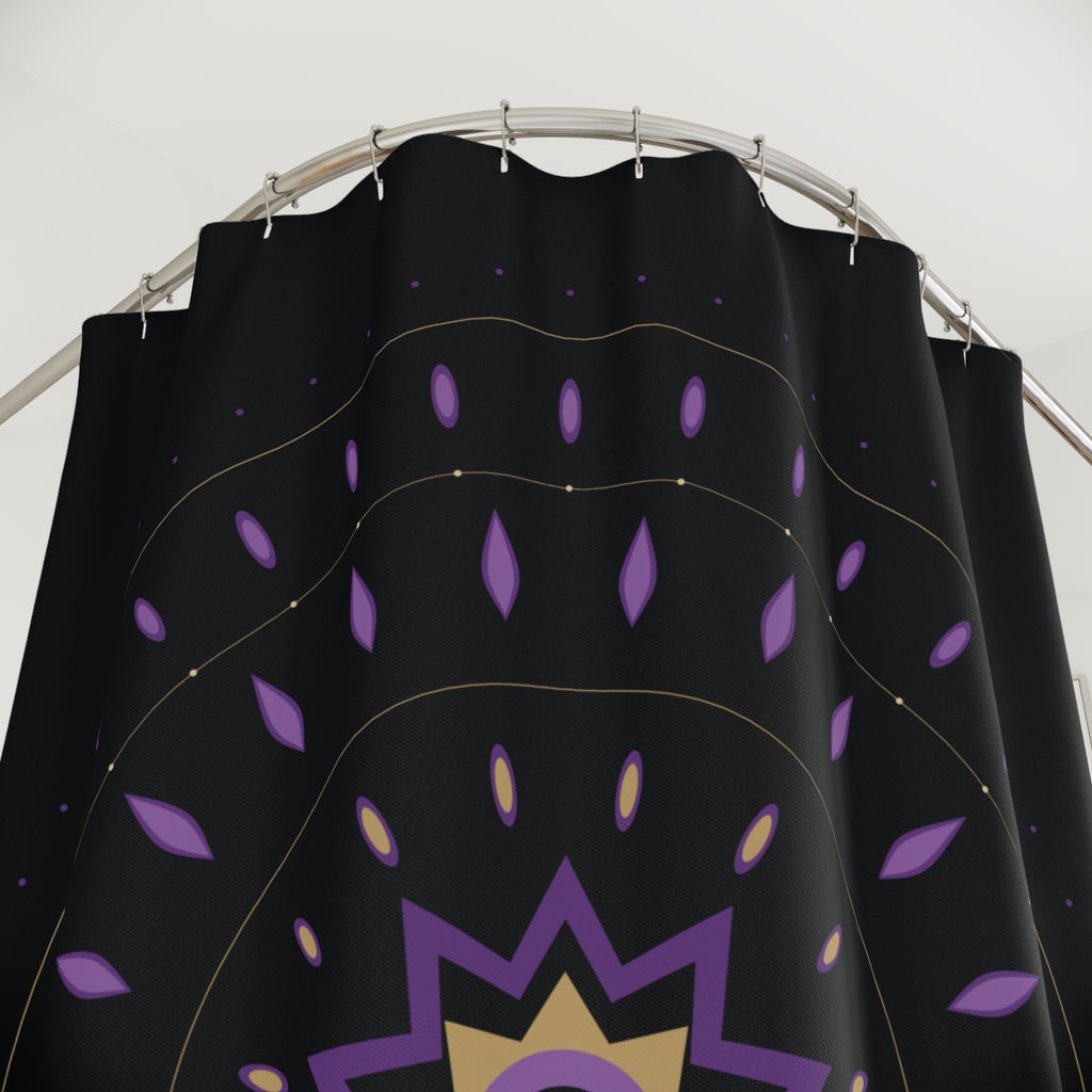 Purple & Gold Mandala Shower Curtain – Amethyst Luxe