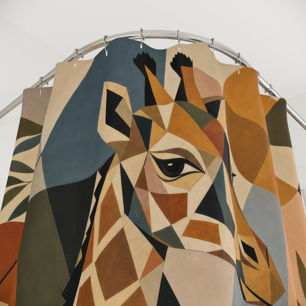 Faceted Safari Animal Portrait Shower Curtain
