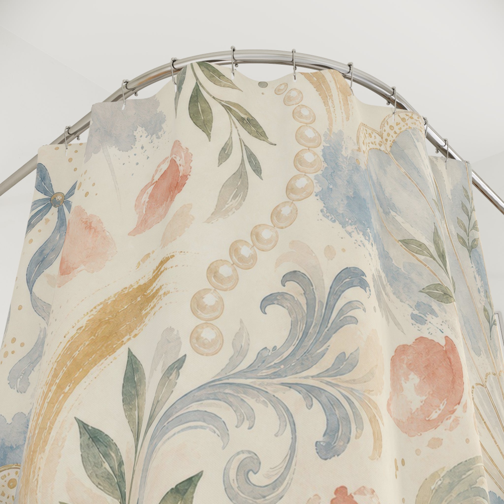 Regency Blue Floral Shower Curtain