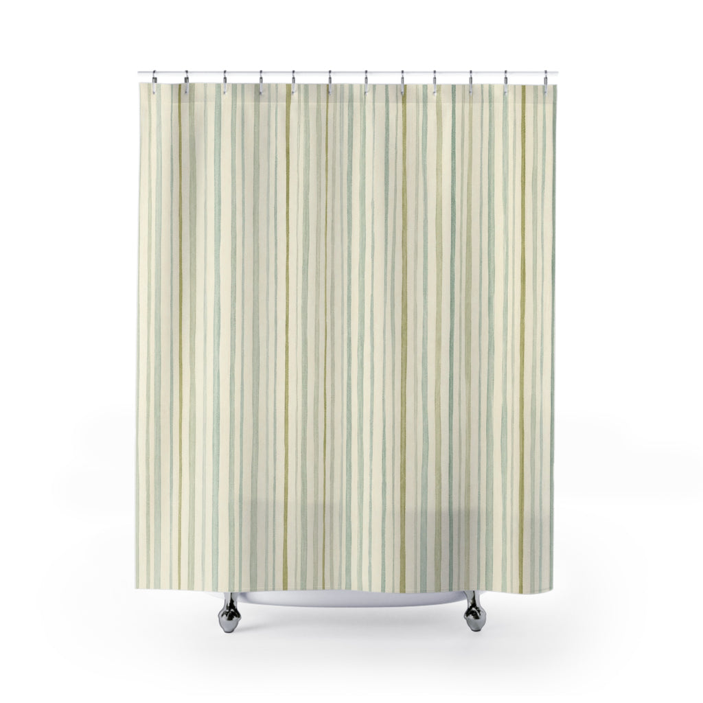 Seafoam Pinstripe Shower Curtain