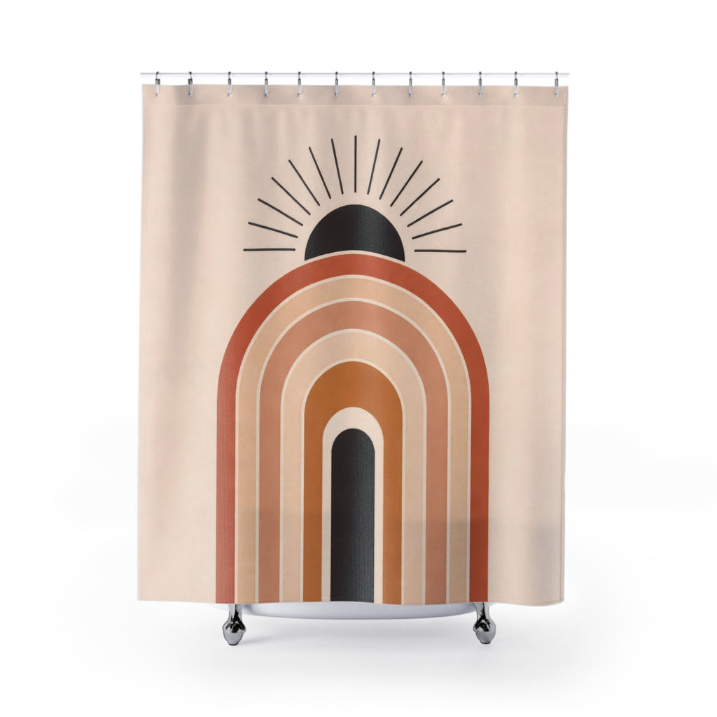 Boho Arch Shower Curtain – Terracotta Beige
