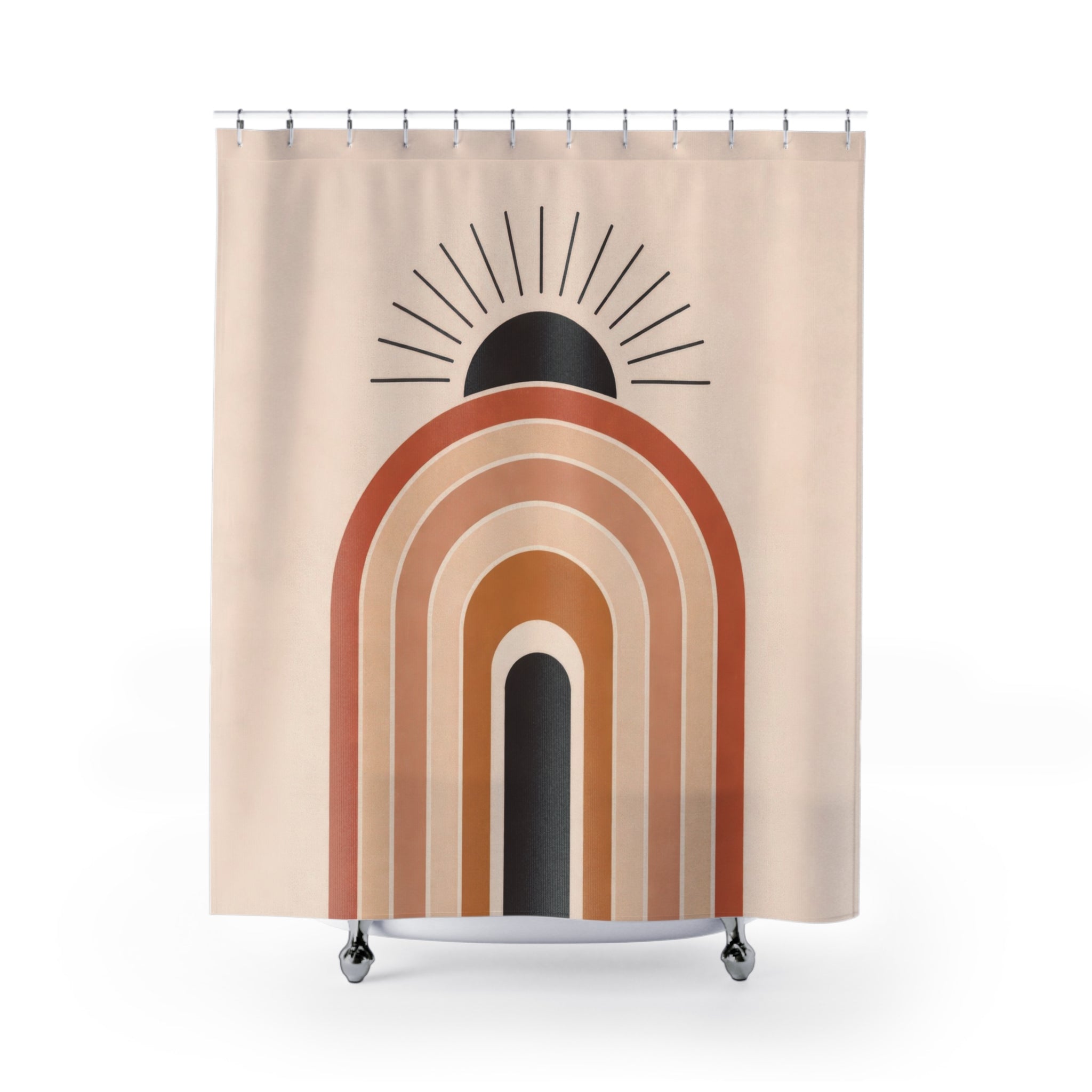 Boho Arch Shower Curtain – Terracotta Beige