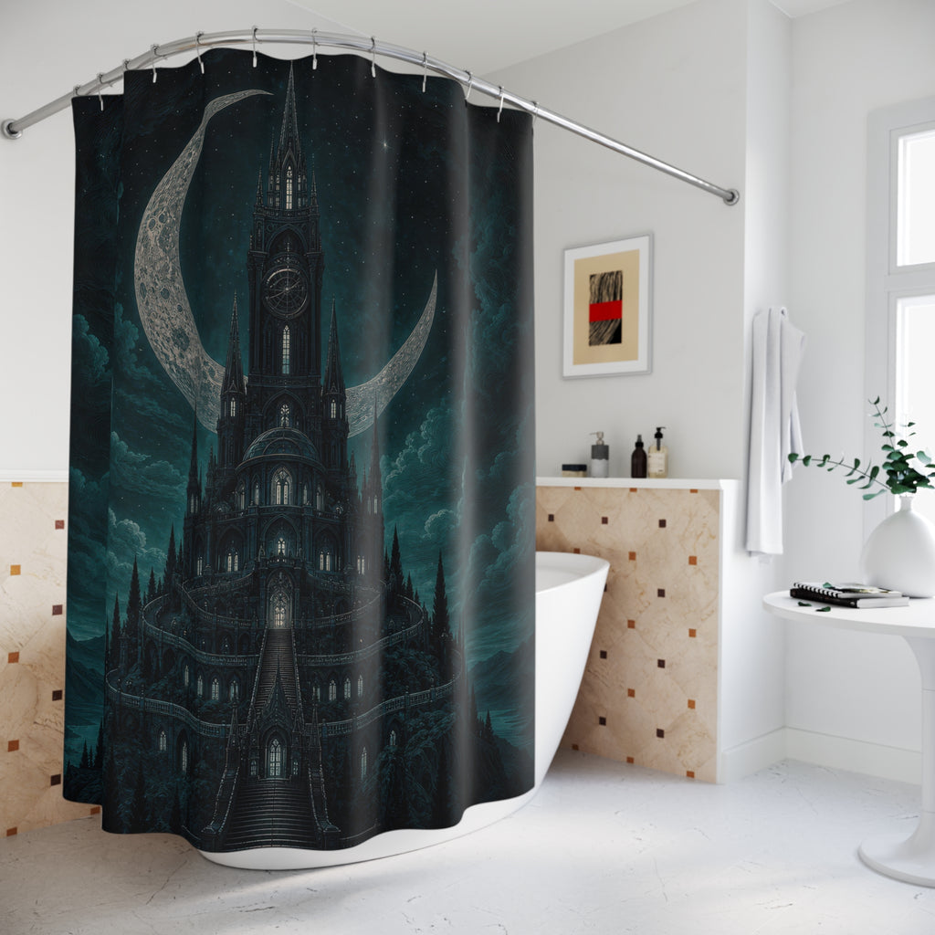 Teal Gothic Observatory Shower Curtain
