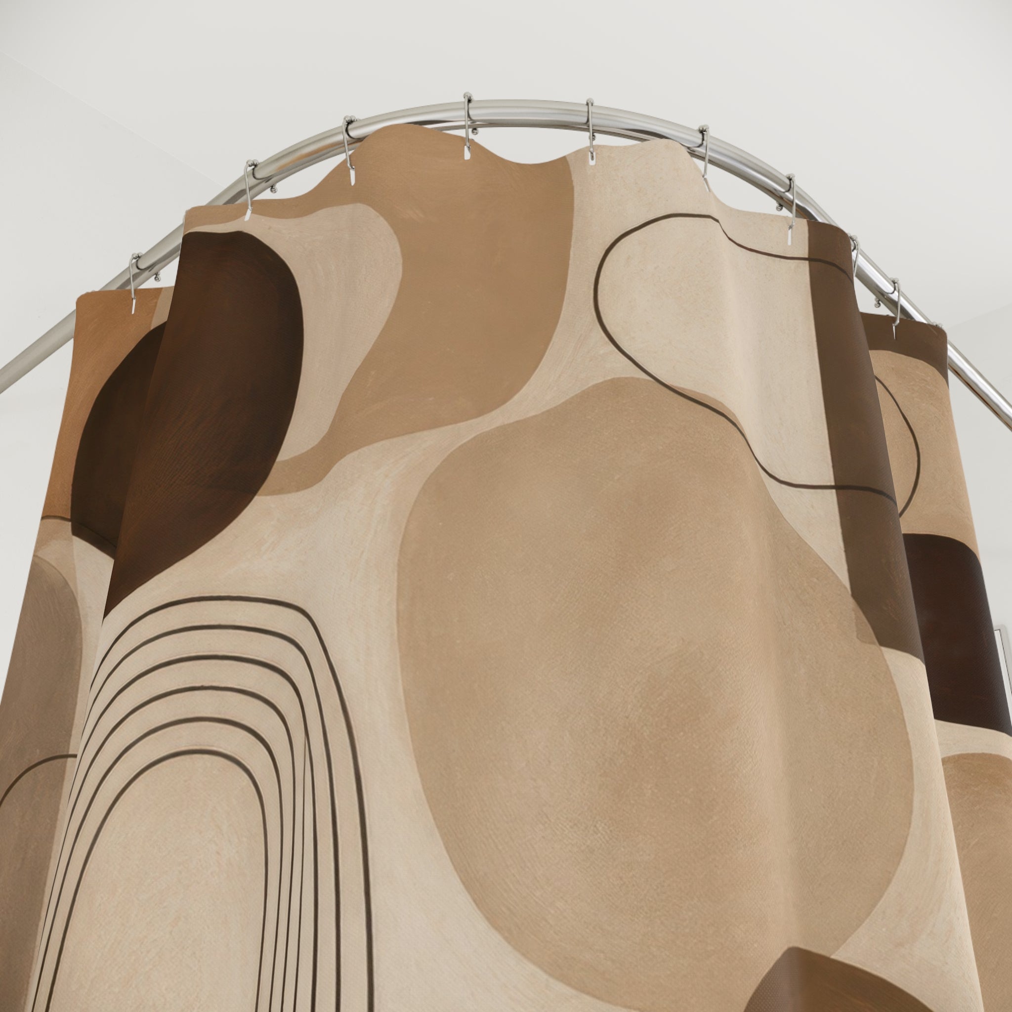 Brown Beige Modern Arch Geometry Shower Curtain
