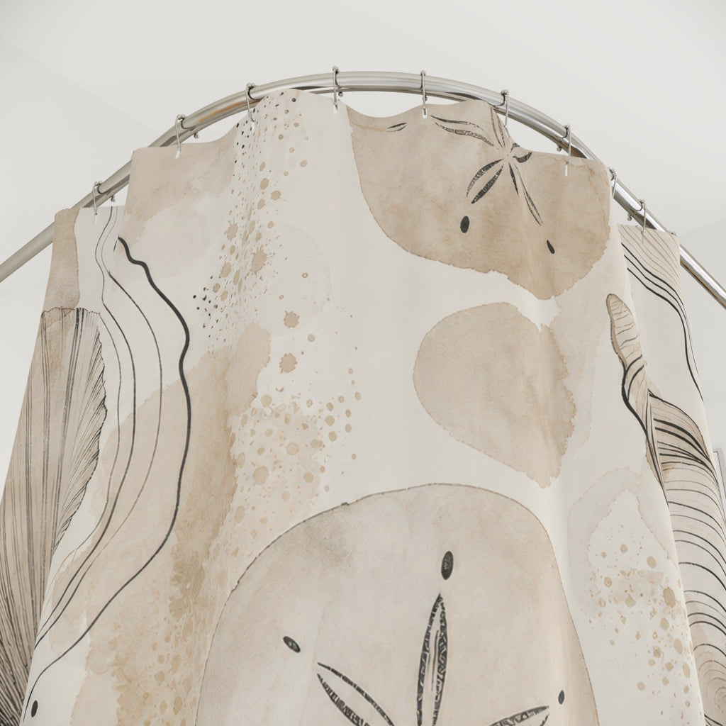 Beige Seashell and Sand Dollar Shower Curtain