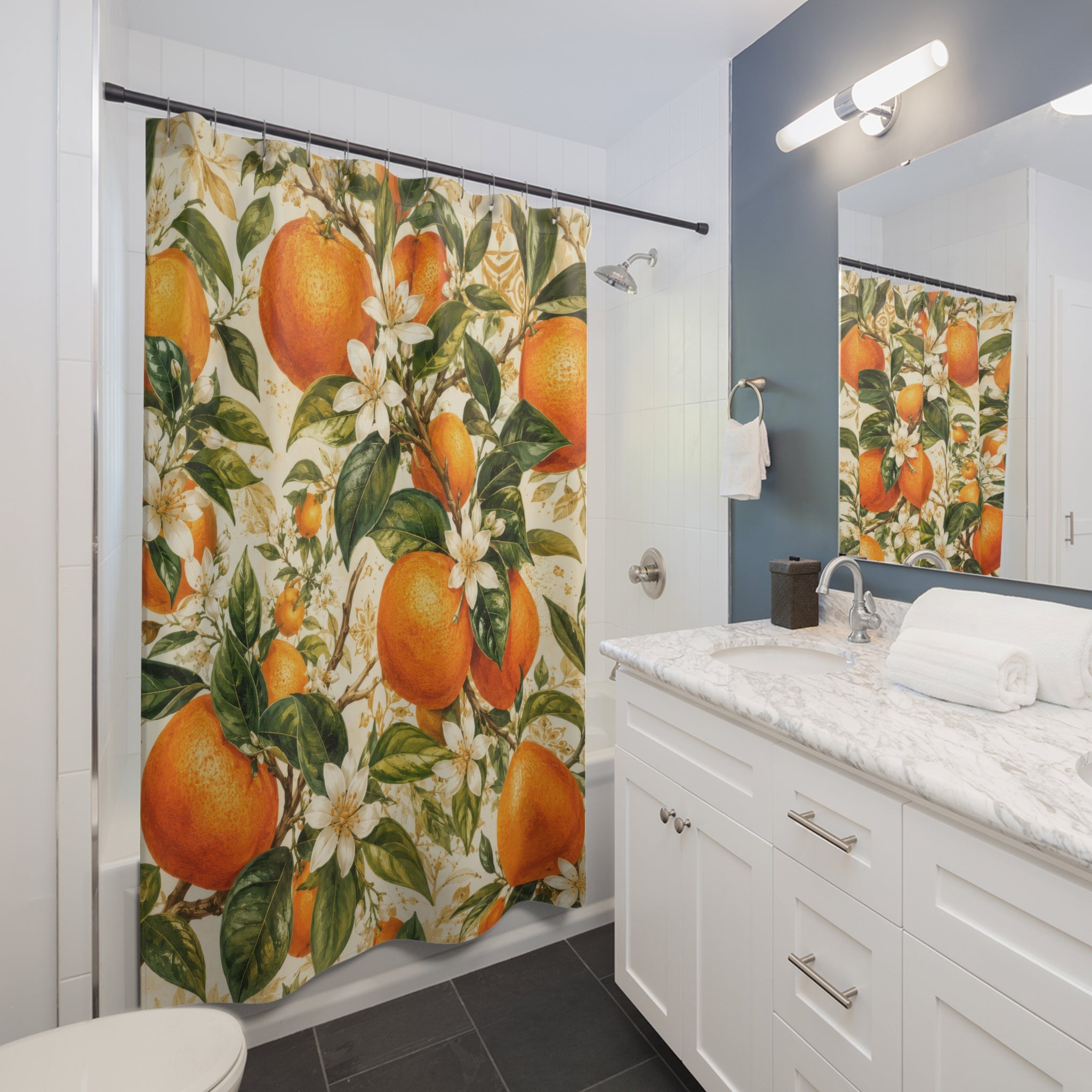Orange Fruit Shower Curtain: Citrus Botanical