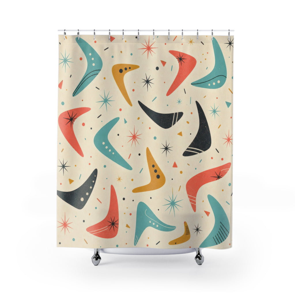 Atomic Boomerang Shower Curtain