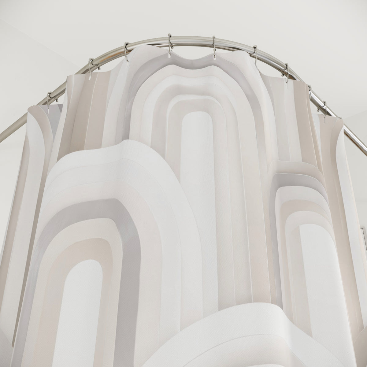 Layered Arches White Geometric Shower Curtain